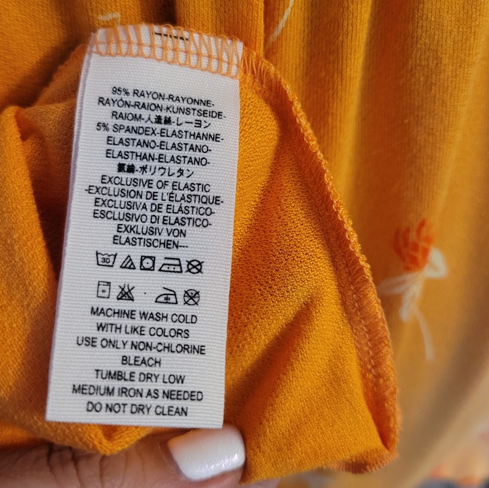 FREE PEOPLE Lana Off The Shoulder Bell Sleeves Orange Smocked Tunic NWTS Size XS - Picture 5 of 13